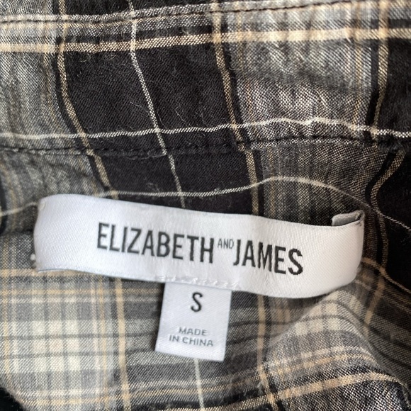 Elizabeth and James black plaid long sleeve button down small - Picture 4 of 5